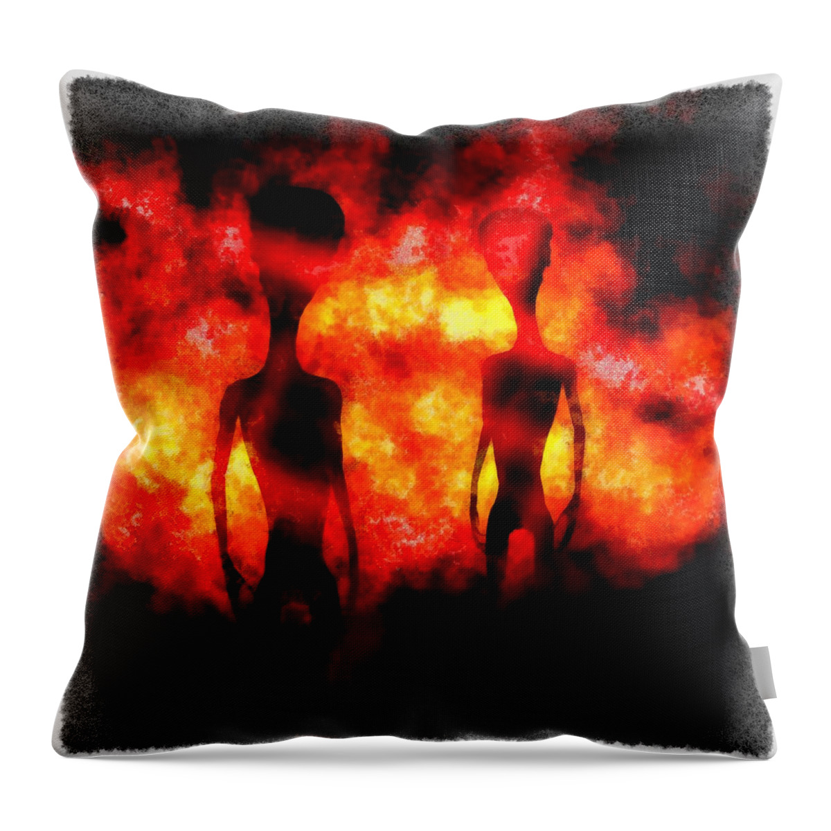 Ufo Throw Pillow featuring the painting Aliens From Hell by Esoterica Art Agency