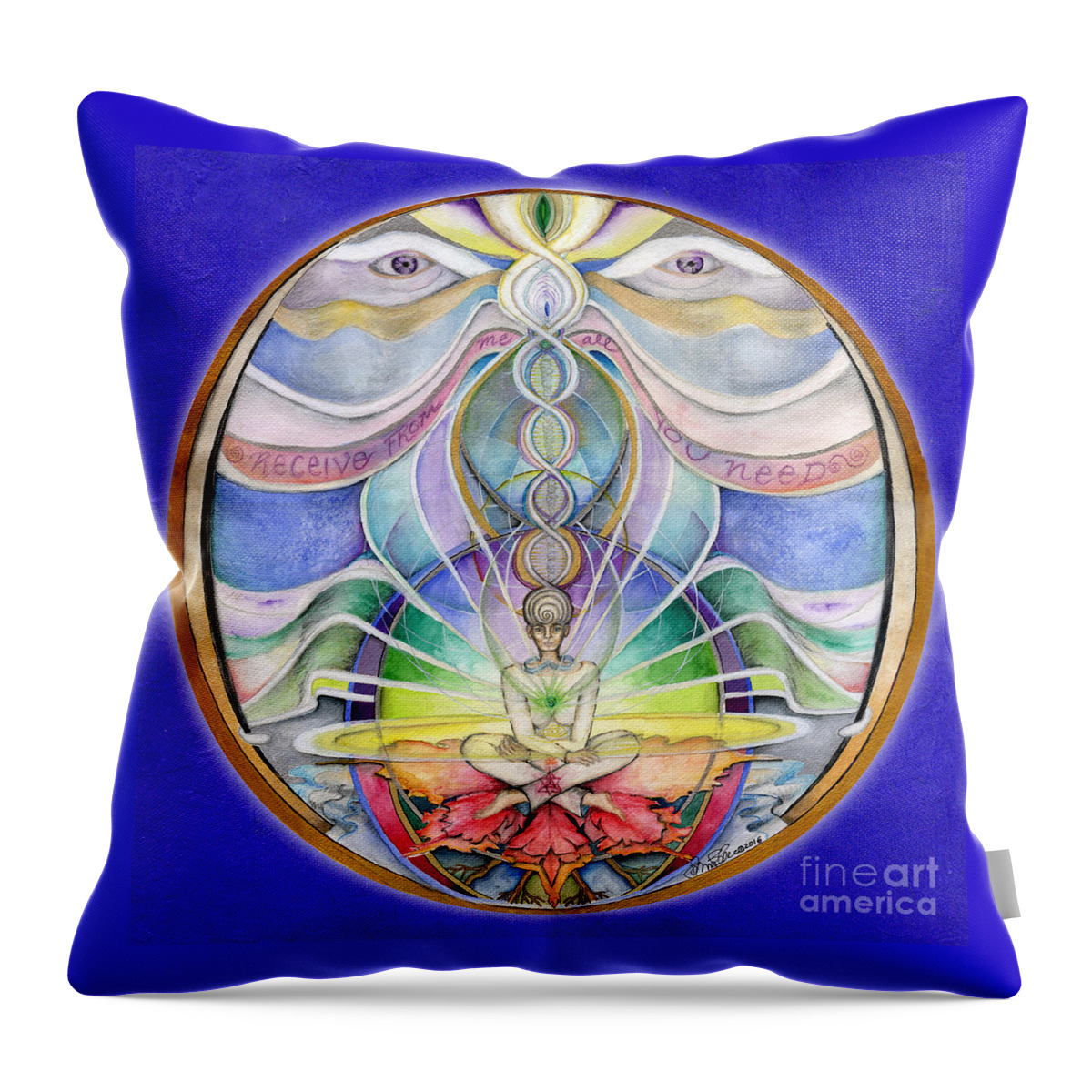 Mandala Throw Pillow featuring the painting Alignment Mandala by Jo Thomas Blaine