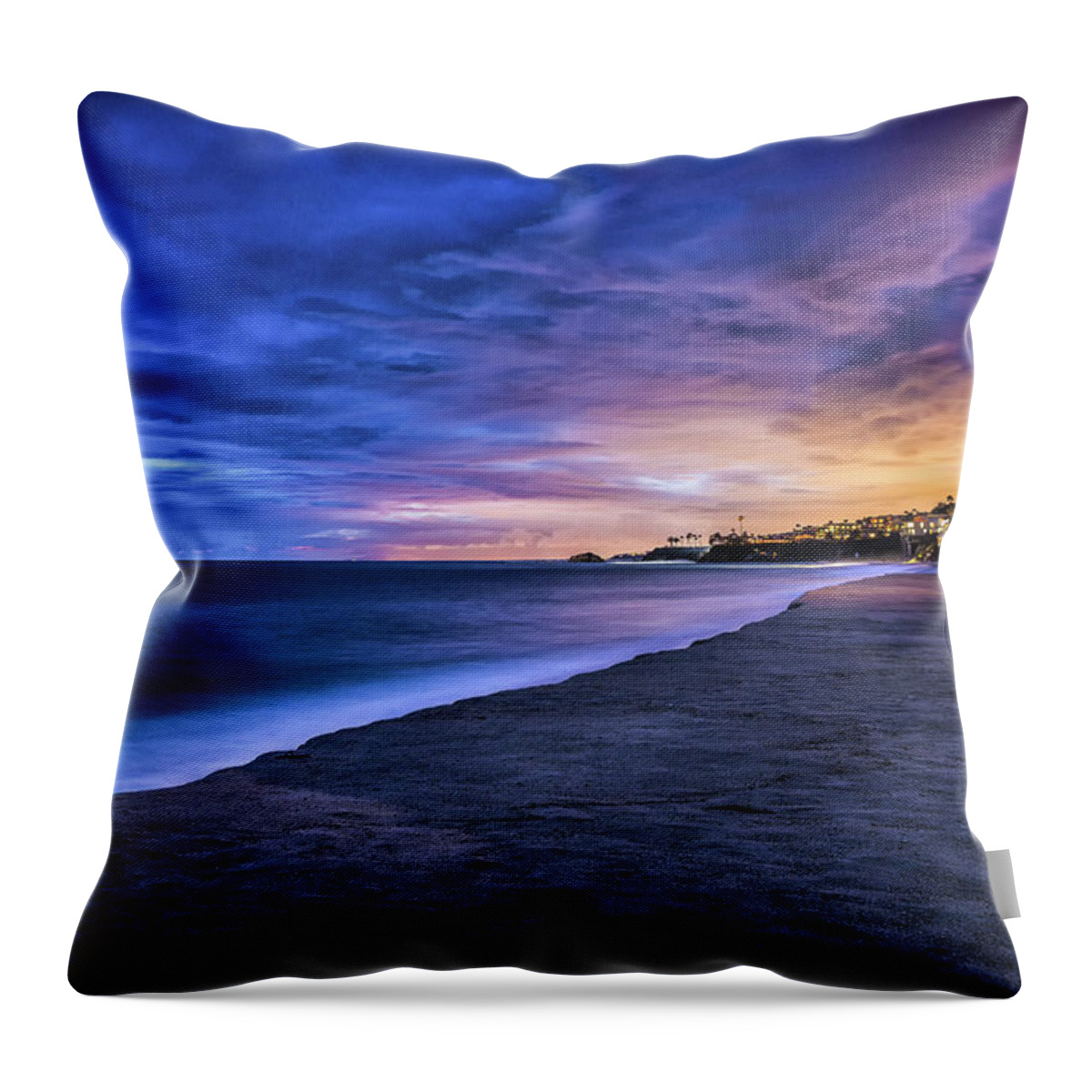 Beach Throw Pillow featuring the photograph Aliso Beach Lights by Jason Roberts