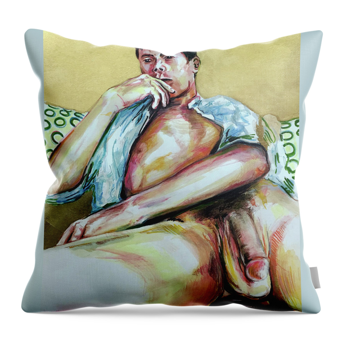 Mormon Throw Pillow featuring the painting All American Boy by Rene Capone