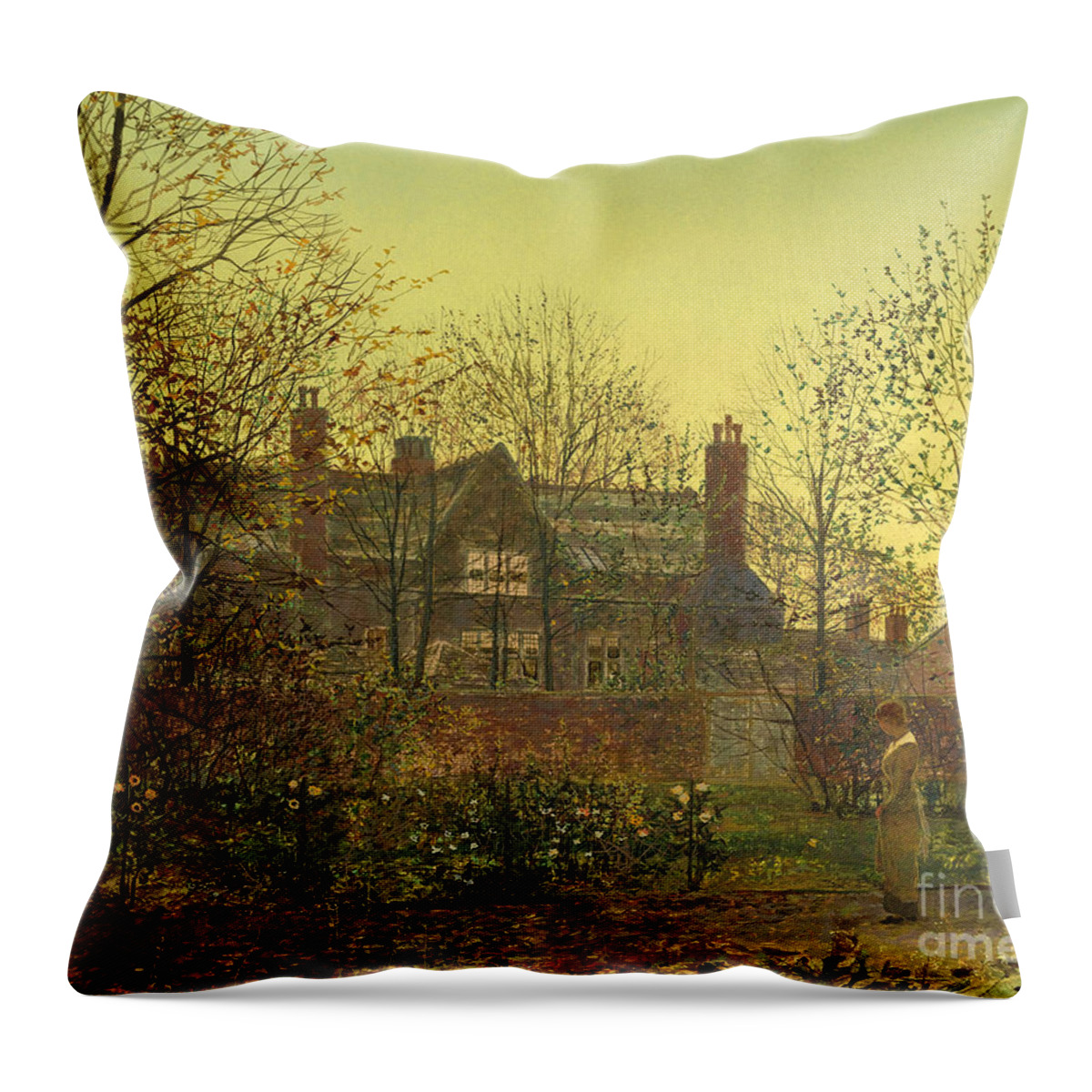 John Atkinson Grimshaw � M.s. Rau Antiques. All In The Golden Twilight (1881) Throw Pillow featuring the painting All in the Golden Twilight by MotionAge Designs