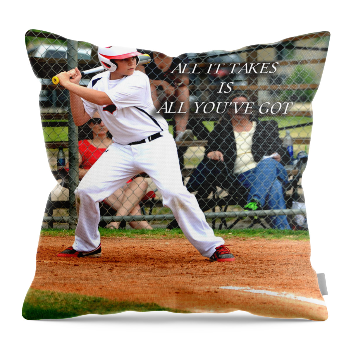 Basball Throw Pillow featuring the photograph All It Takes by Linda Cox