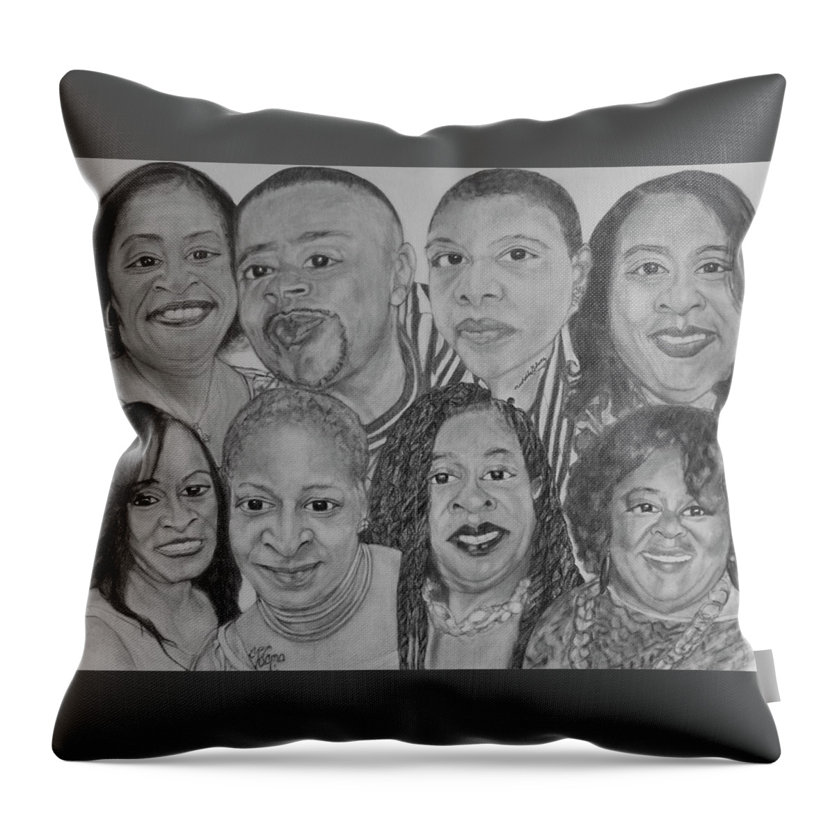 Graphite Throw Pillow featuring the drawing All Of Us by Michelle Gilmore