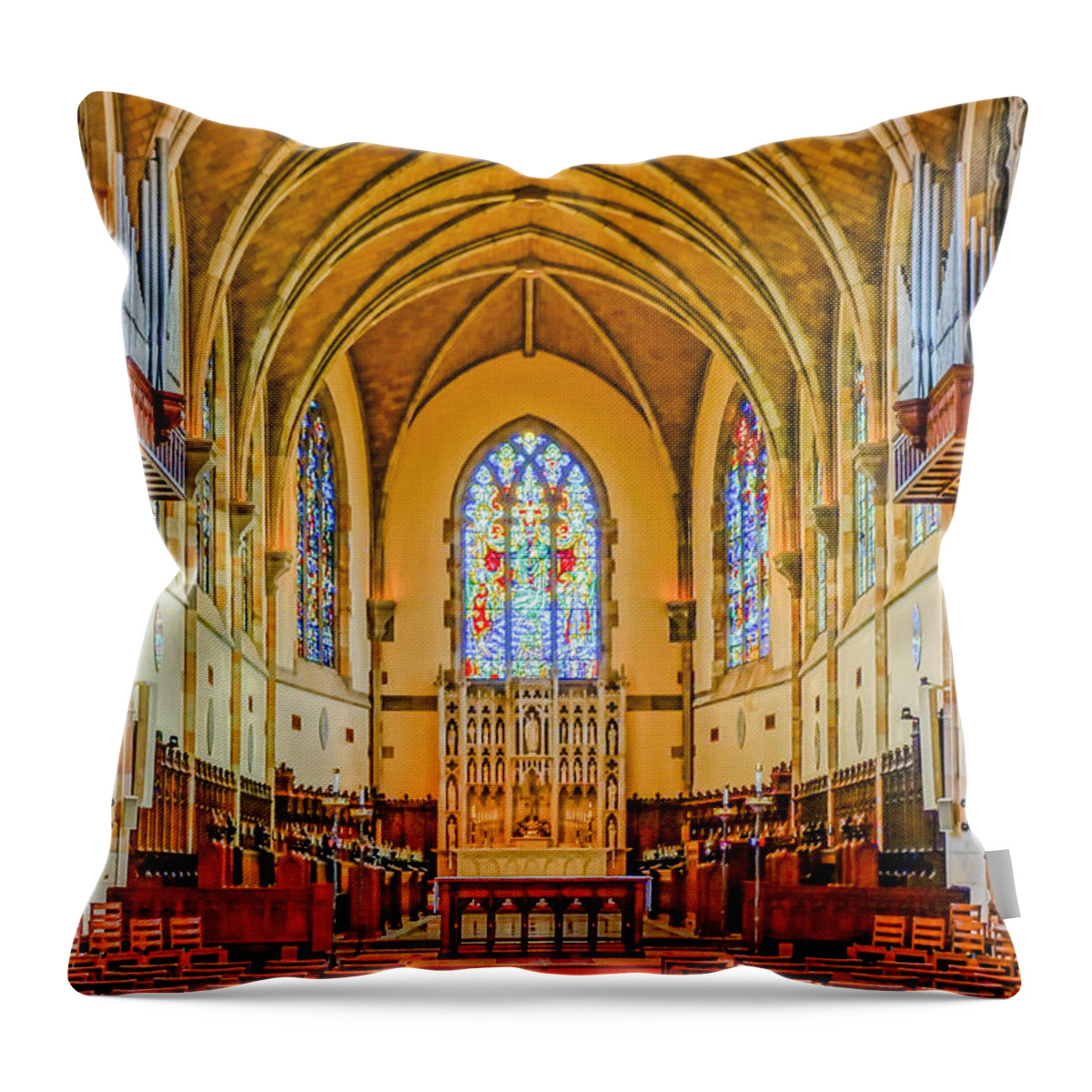 All Saints Chapel Throw Pillow featuring the photograph All Saints Chapel, Interior by Tom and Pat Cory