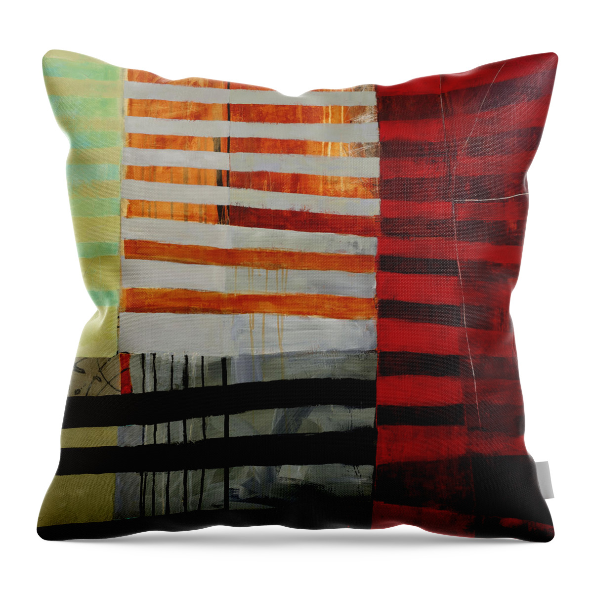 Abstract Art Throw Pillow featuring the painting All Stripes 1 by Jane Davies