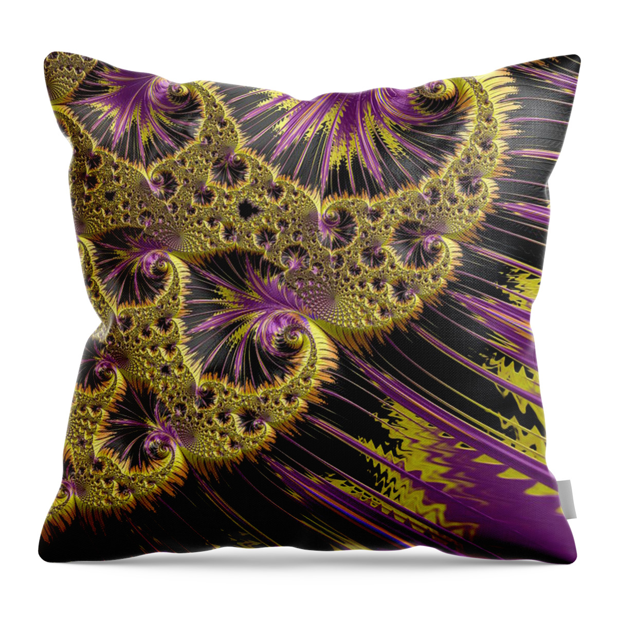 Fractals Throw Pillow featuring the digital art All That Glitters by Becky Herrera