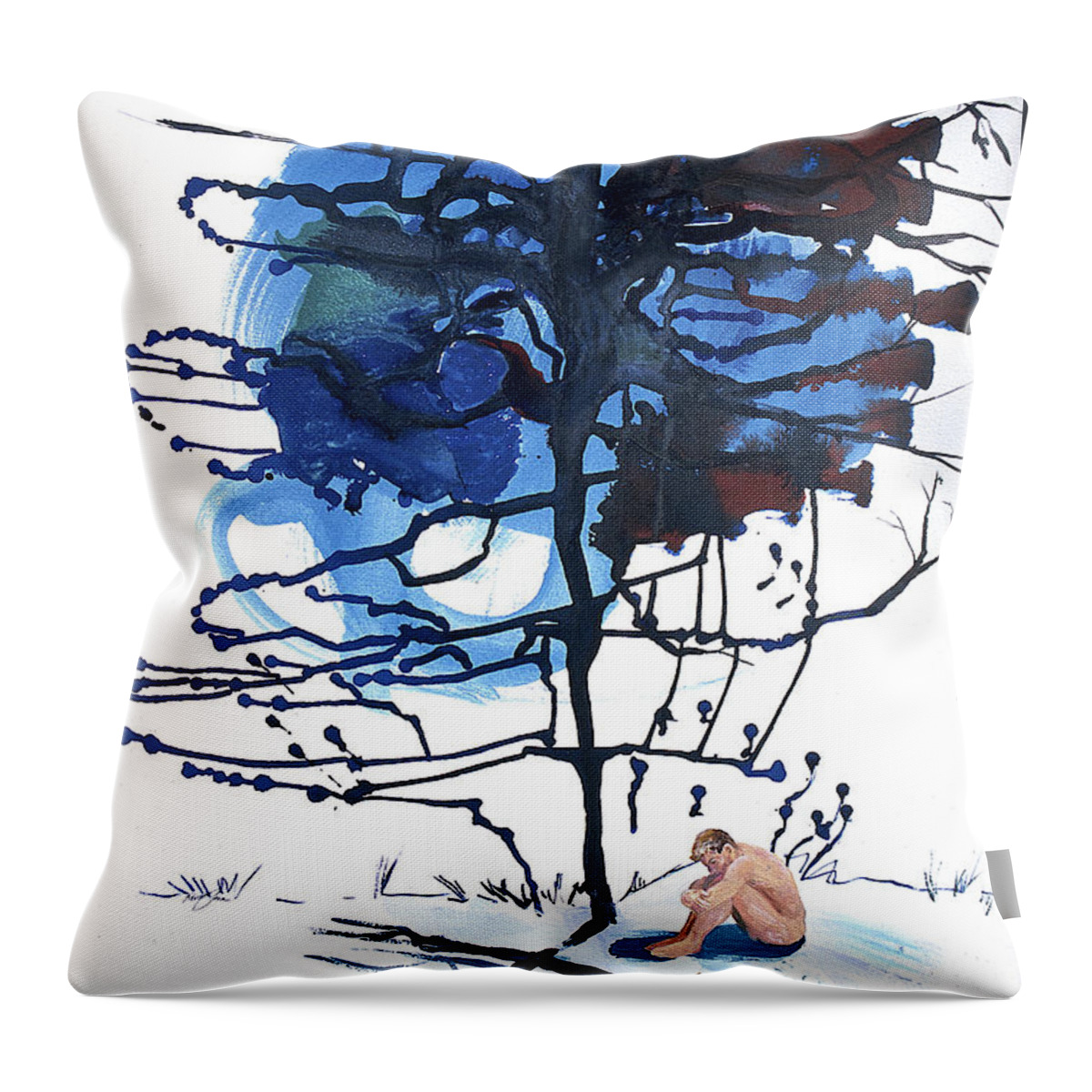 Spruce Tree Throw Pillow featuring the painting All That I Really Know by Rene Capone