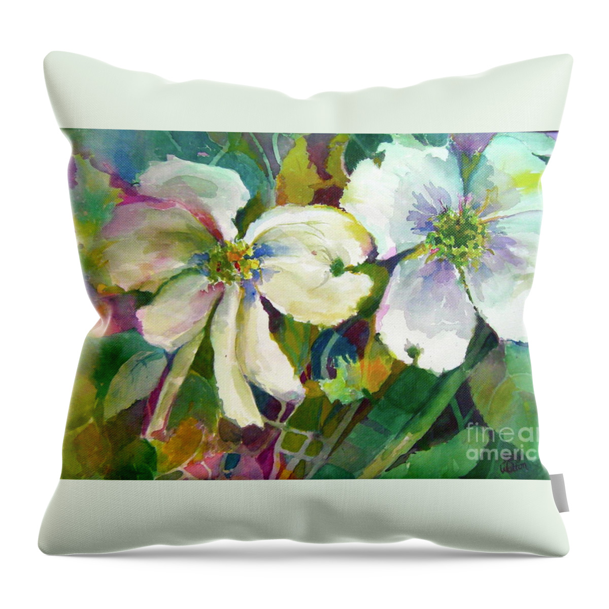 Dogwood Throw Pillow featuring the painting All This and Heaven Too by Patsy Walton
