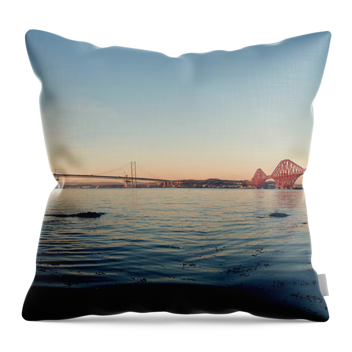 Three Throw Pillow featuring the photograph All Three Bridges by Ray Devlin