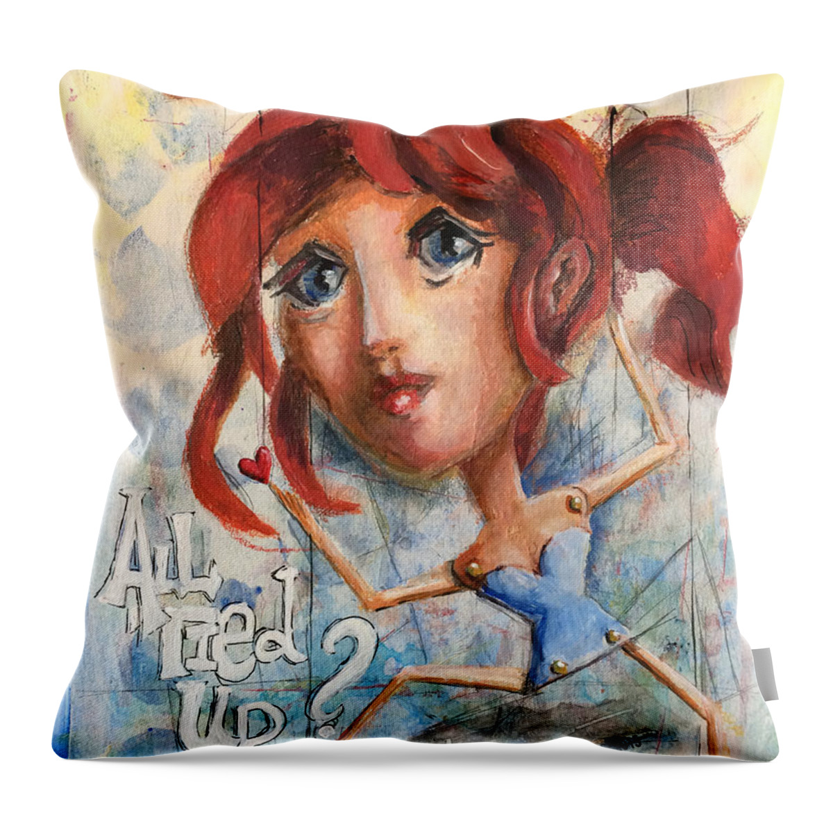 Redhead Throw Pillow featuring the painting All Tied Up by Vicki Ross