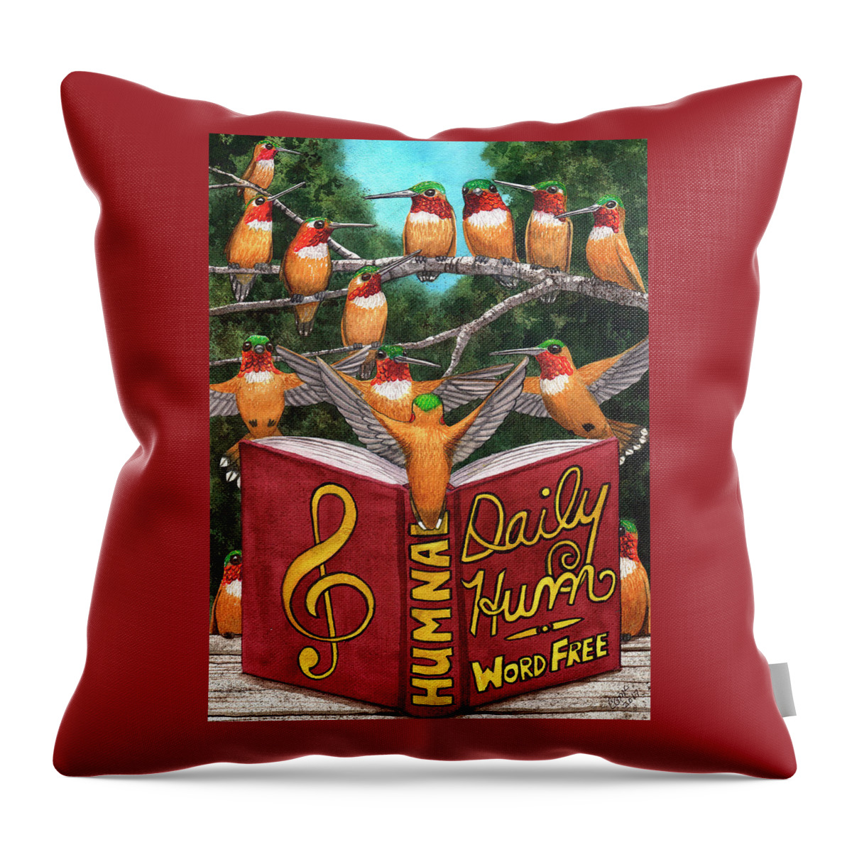 Choir Throw Pillow featuring the painting All together now. by Catherine G McElroy