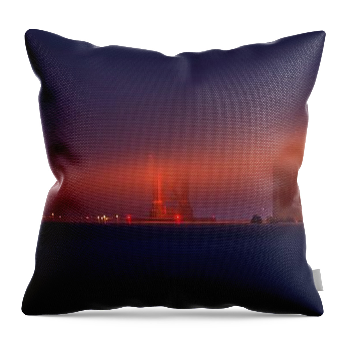 Golden Gate Bridge Throw Pillow featuring the photograph All upon a foggy night by Peter Thoeny