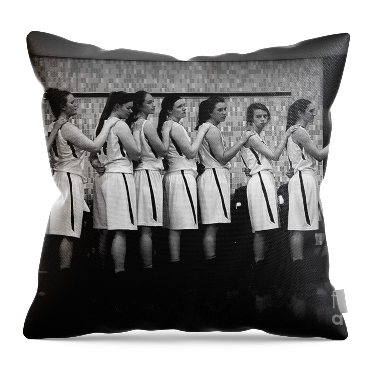 Girls Basketball Throw Pillow featuring the photograph Allegiance - Monochrome by Frank J Casella