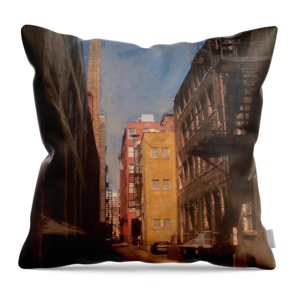 Alley Throw Pillow featuring the mixed media Alley Series 2 by Anita Burgermeister