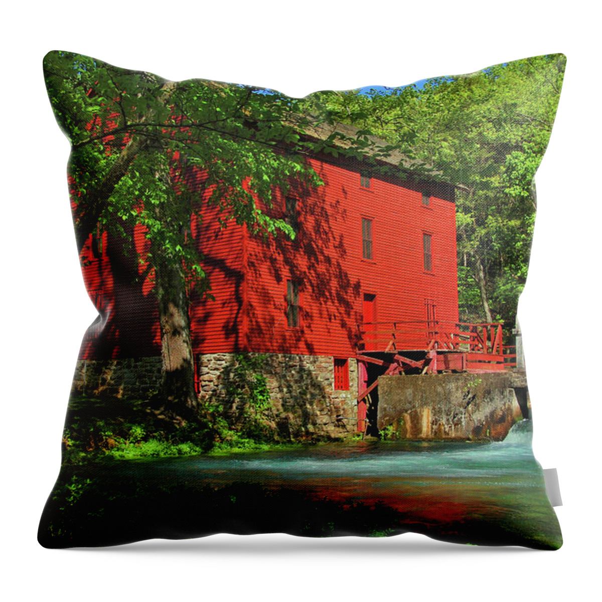 Alley Spring Mill Throw Pillow featuring the photograph Alley Spring Mill by Ben Prepelka