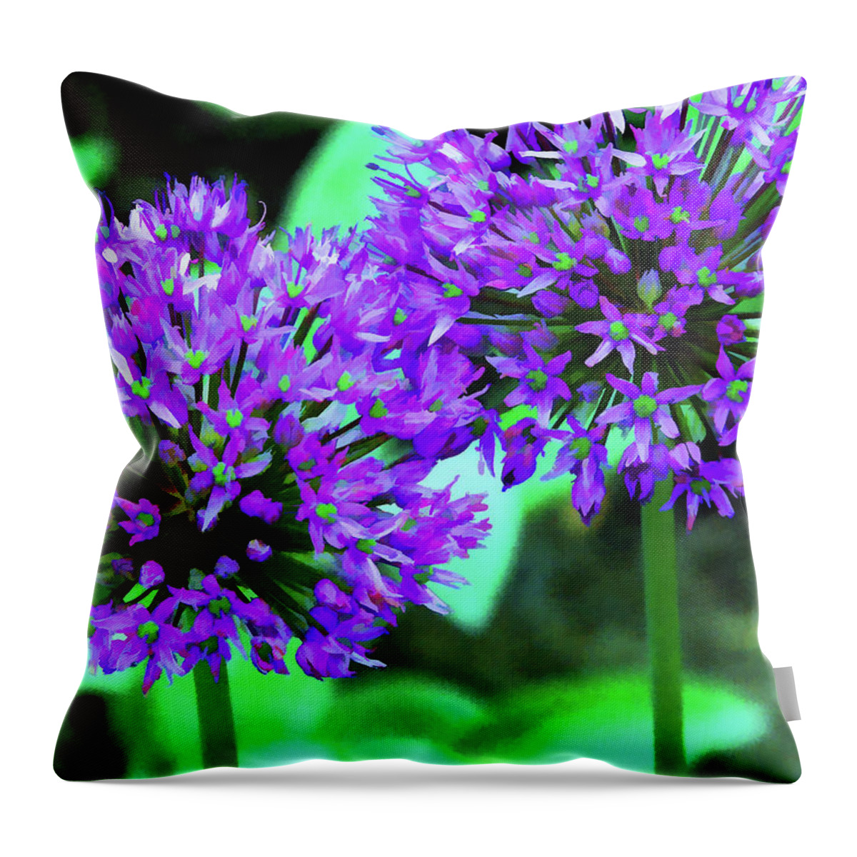 Allium Throw Pillow featuring the mixed media Allium Bulbs by Allen Beatty