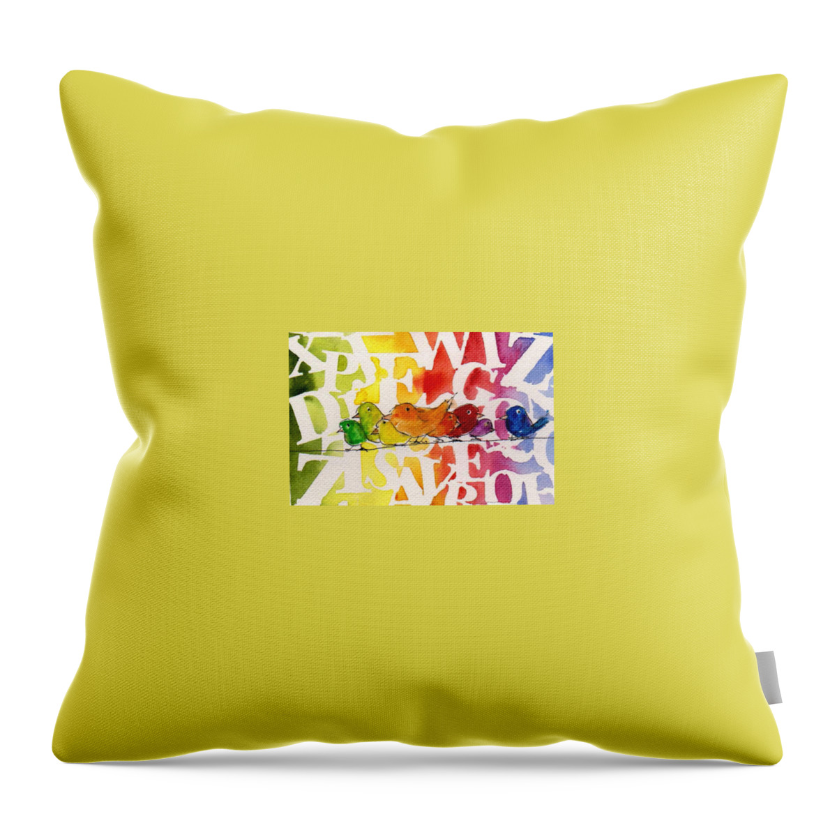 Abc Throw Pillow featuring the painting Allphabirds by Anne Duke