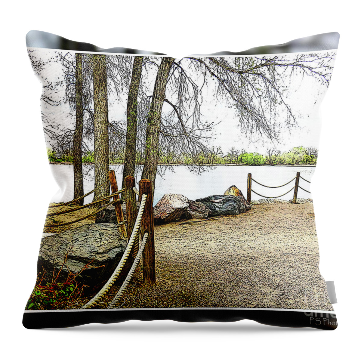 Colorado Throw Pillow featuring the digital art Almost spring at Lafayette Lake by Deb Nakano