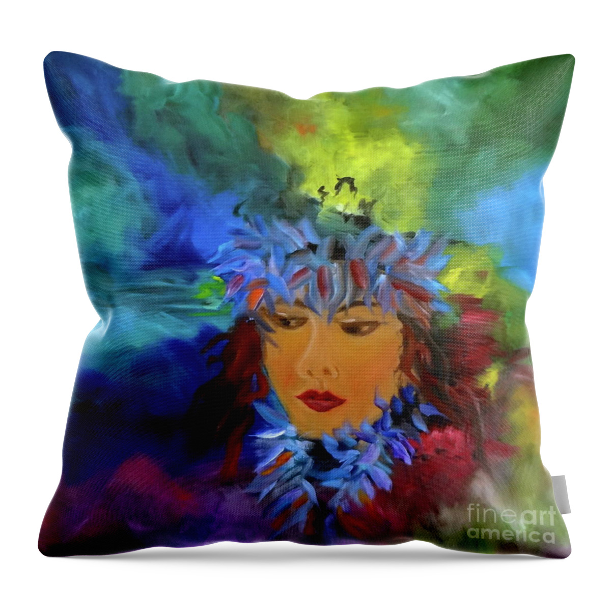 Hula Throw Pillow featuring the painting Aloha One by Jenny Lee
