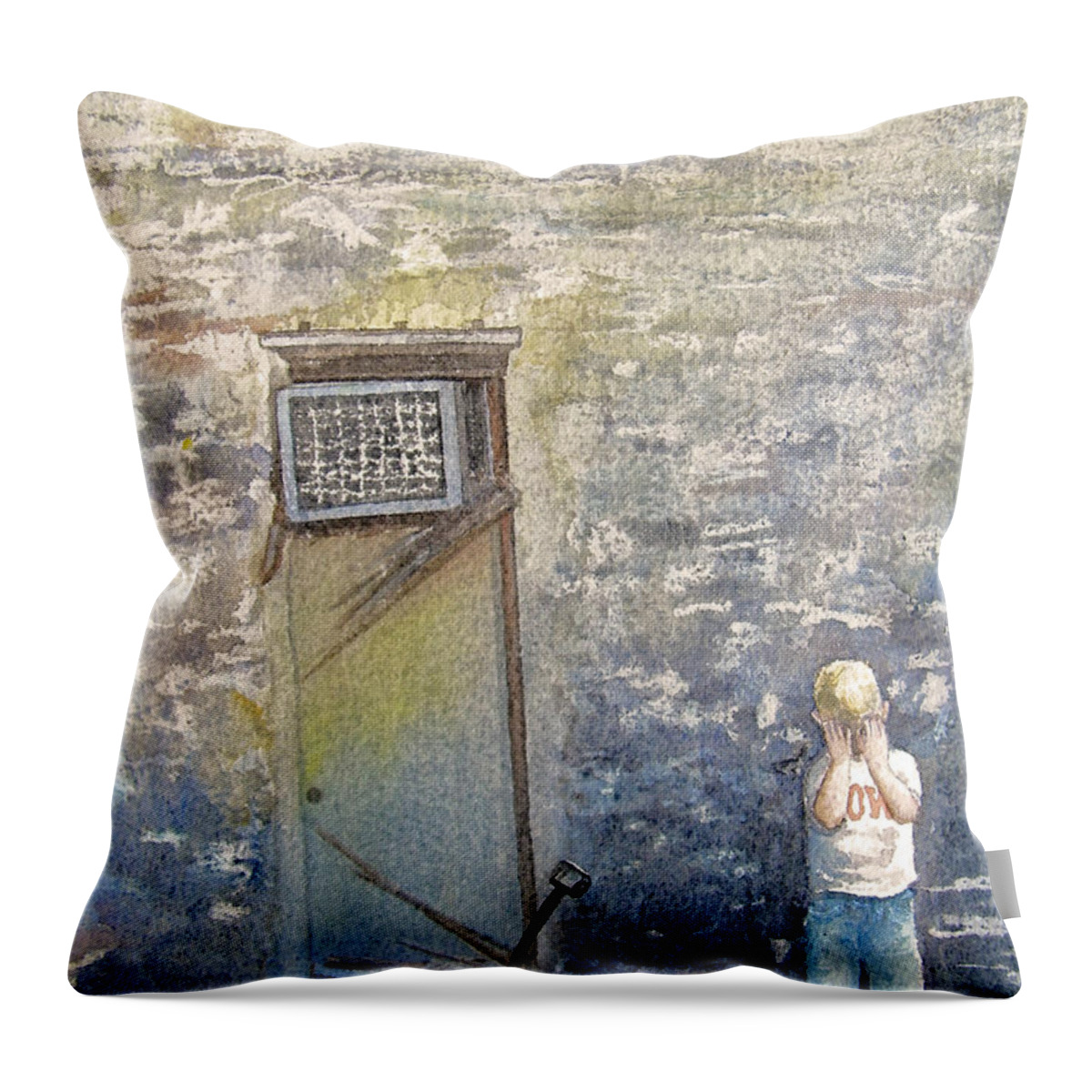 Child Throw Pillow featuring the painting Alone by Gale Cochran-Smith