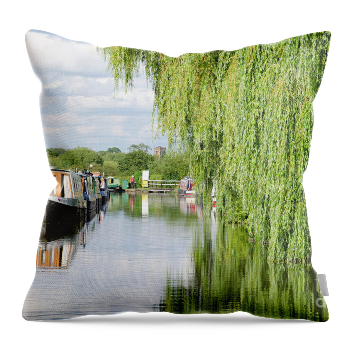 Alrewas Throw Pillow featuring the photograph Alrewas canal scene by Steev Stamford