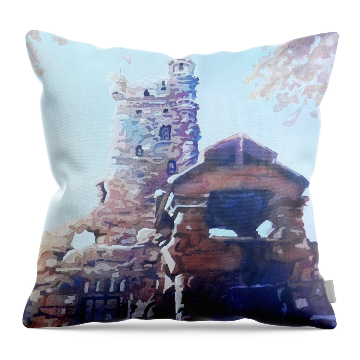 Nancy Charbeneau Throw Pillow featuring the painting Alster Tower by Nancy Charbeneau