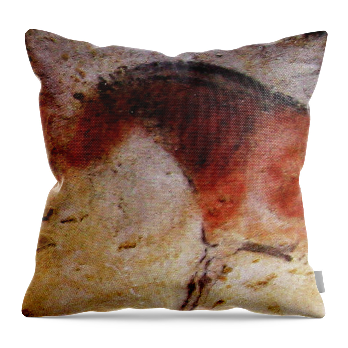 Altamira Cave Throw Pillow featuring the digital art Altamira Horse by Asok Mukhopadhyay