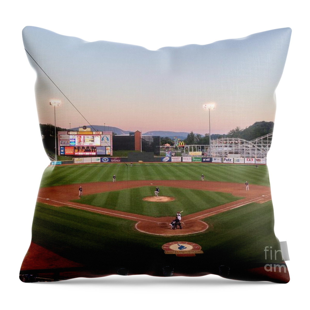 Altoona Throw Pillow featuring the photograph Altoona Curve Baseball Sunset by Brandon Hirt