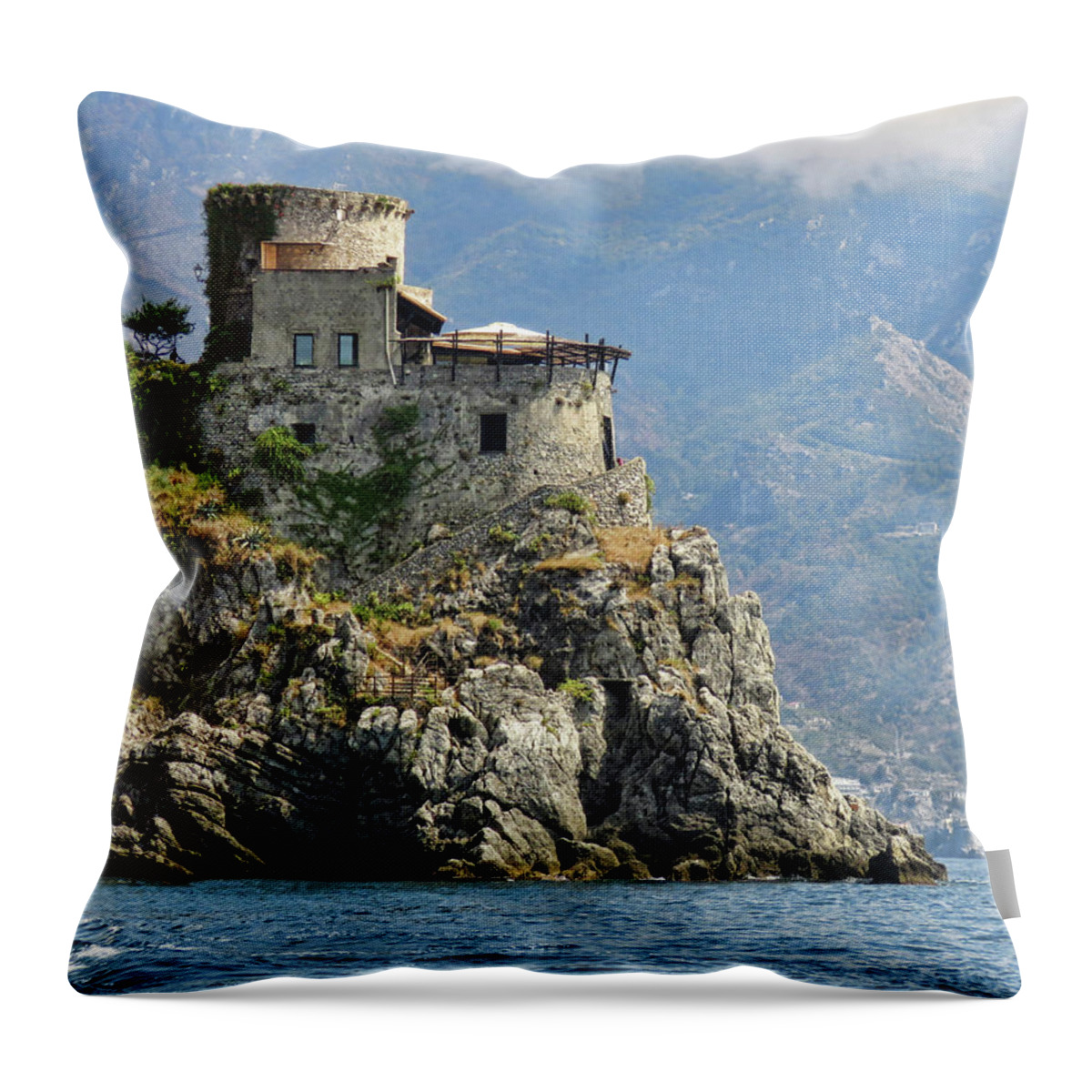 Fortress Throw Pillow featuring the photograph Amalfi Coast Fortress by Helaine Cummins