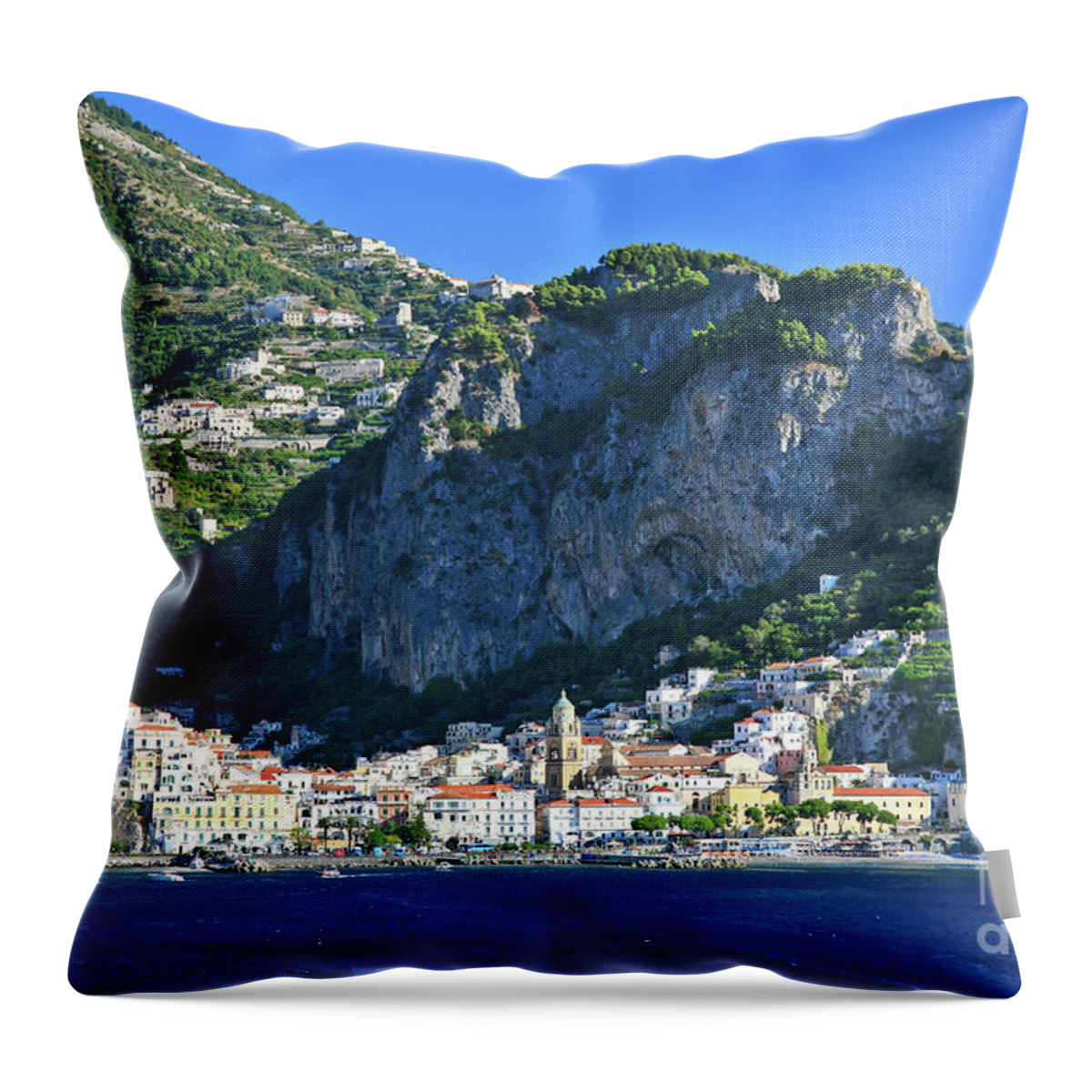 Kate Mckenna Throw Pillow featuring the photograph Amalfi Cove by Kate McKenna