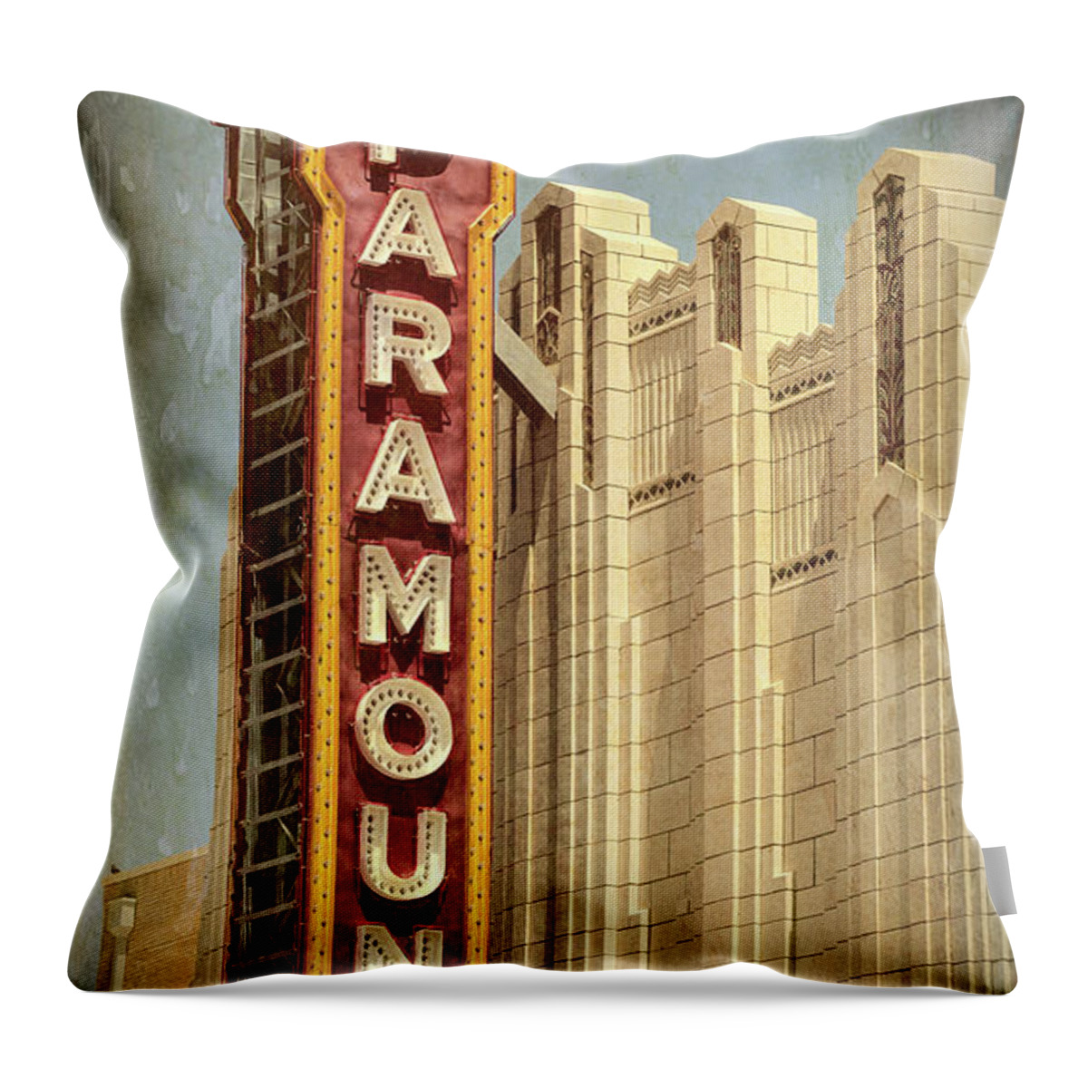 Amarillo Throw Pillow featuring the photograph Amarillo Paramount Theatre - #2 by Stephen Stookey