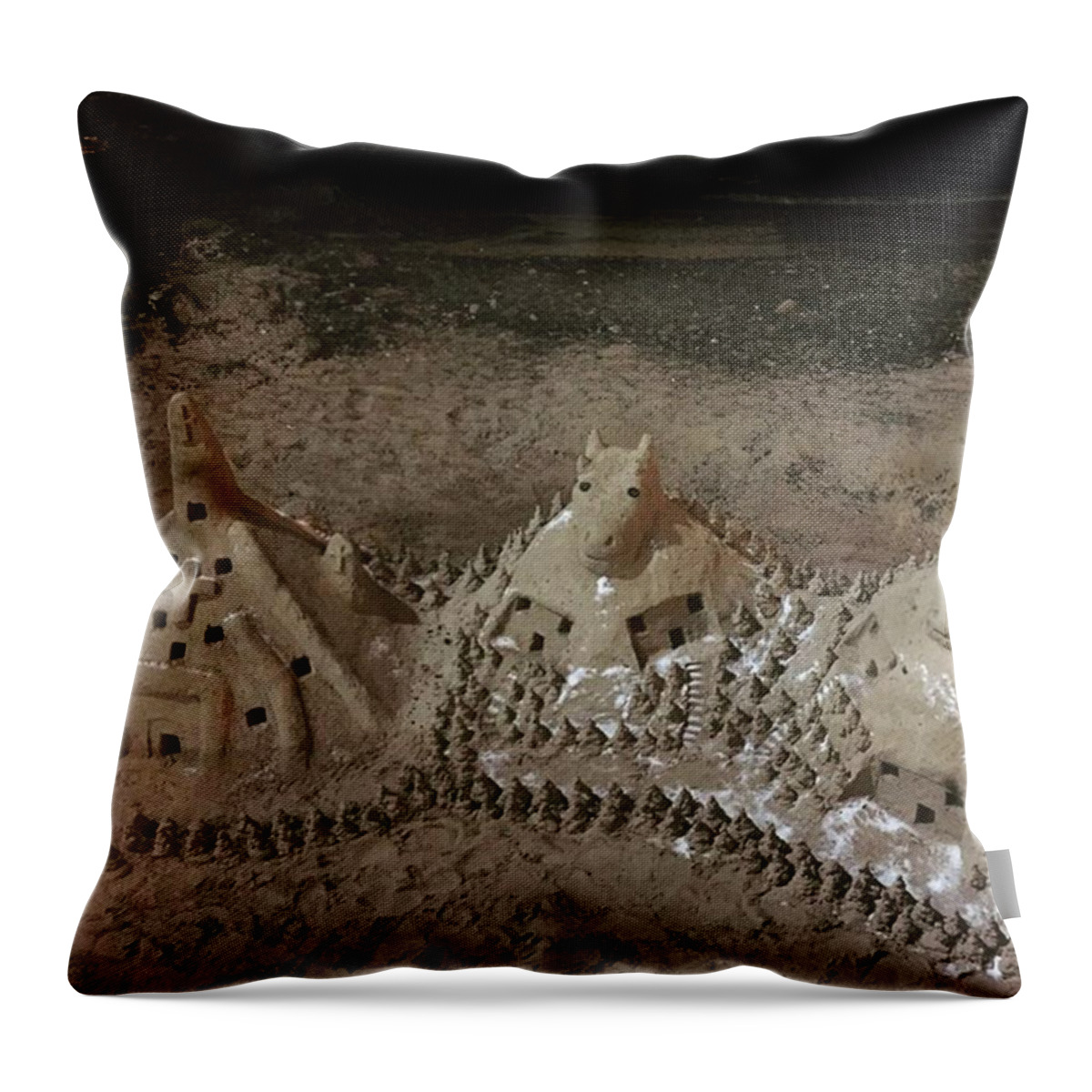 Lbloggers Throw Pillow featuring the photograph Amazing Sand Sculptures In Corralejo by Alice Megan
