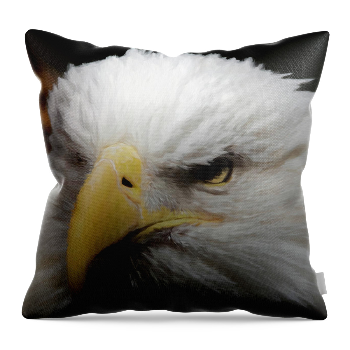 American Bald Eagle Throw Pillow featuring the digital art American Bald Eagle Portrait 3 by Ernest Echols