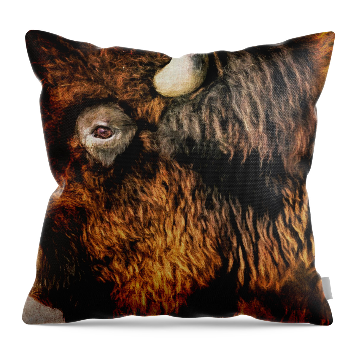 Bison Throw Pillow featuring the photograph American Bison by Anna Louise