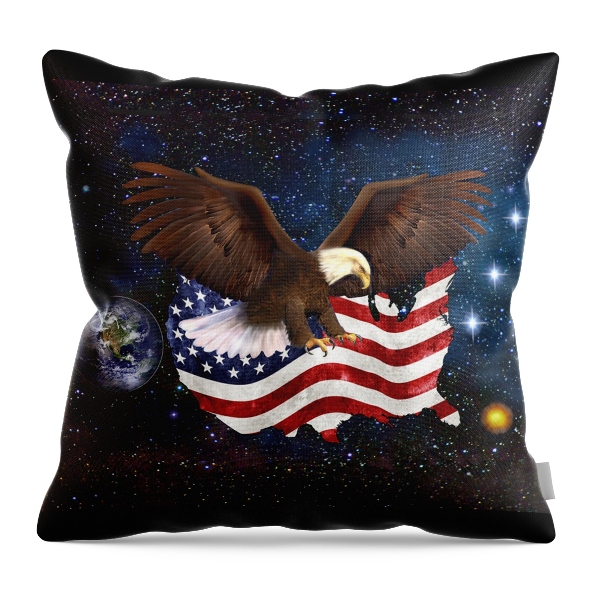 Eagle Throw Pillow featuring the digital art American Destiny by Glenn Holbrook