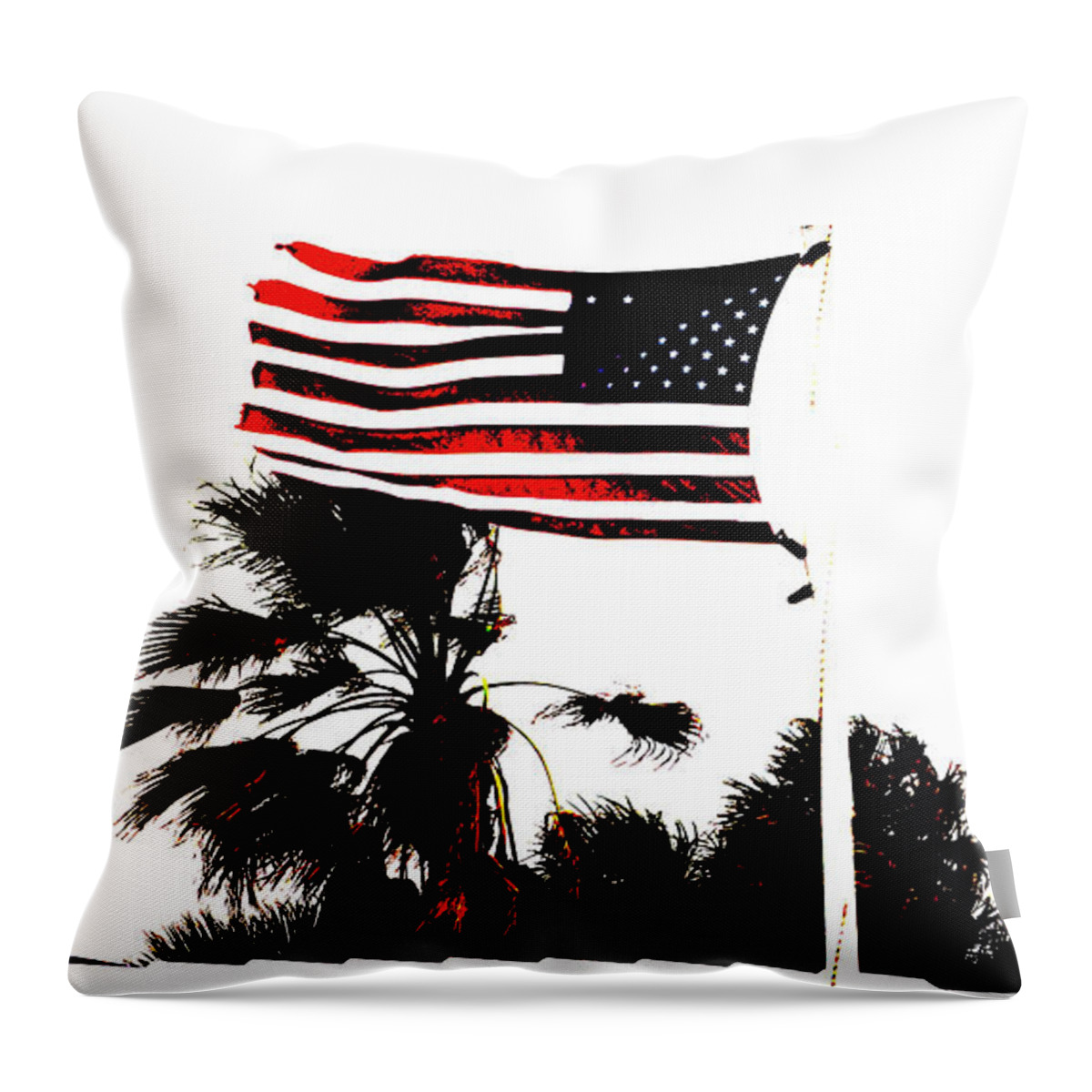 Florida Throw Pillow featuring the photograph American Flag on a Windy Day Delray Beach Florida by Lawrence S Richardson Jr