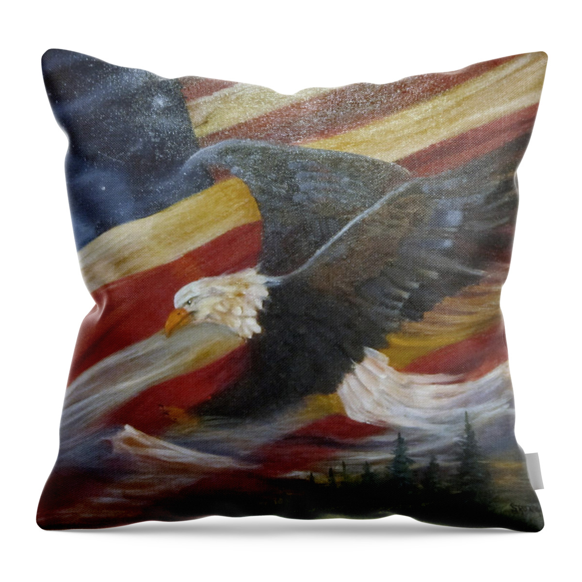 Curvismo Throw Pillow featuring the painting American Glory by Sherry Strong