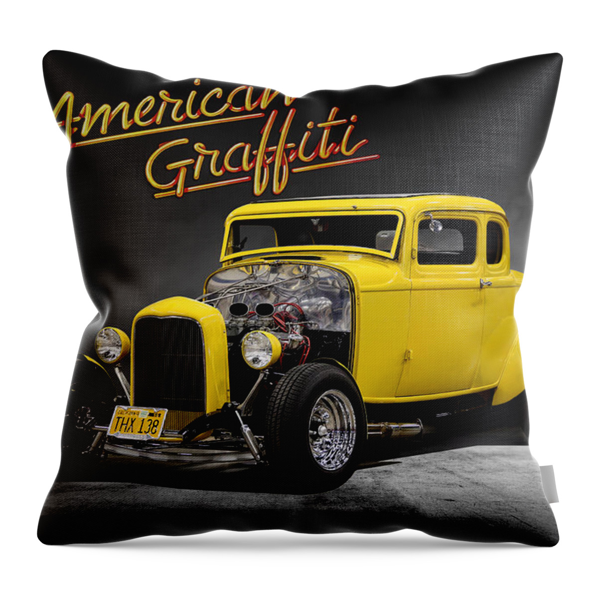 Ford 1932 Throw Pillow featuring the digital art American Graffiti by Peter Chilelli