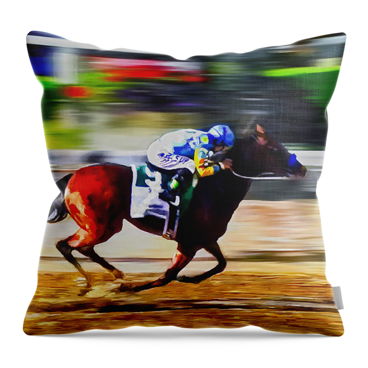 American Throw Pillow featuring the painting American Pharoah by Rick Mosher