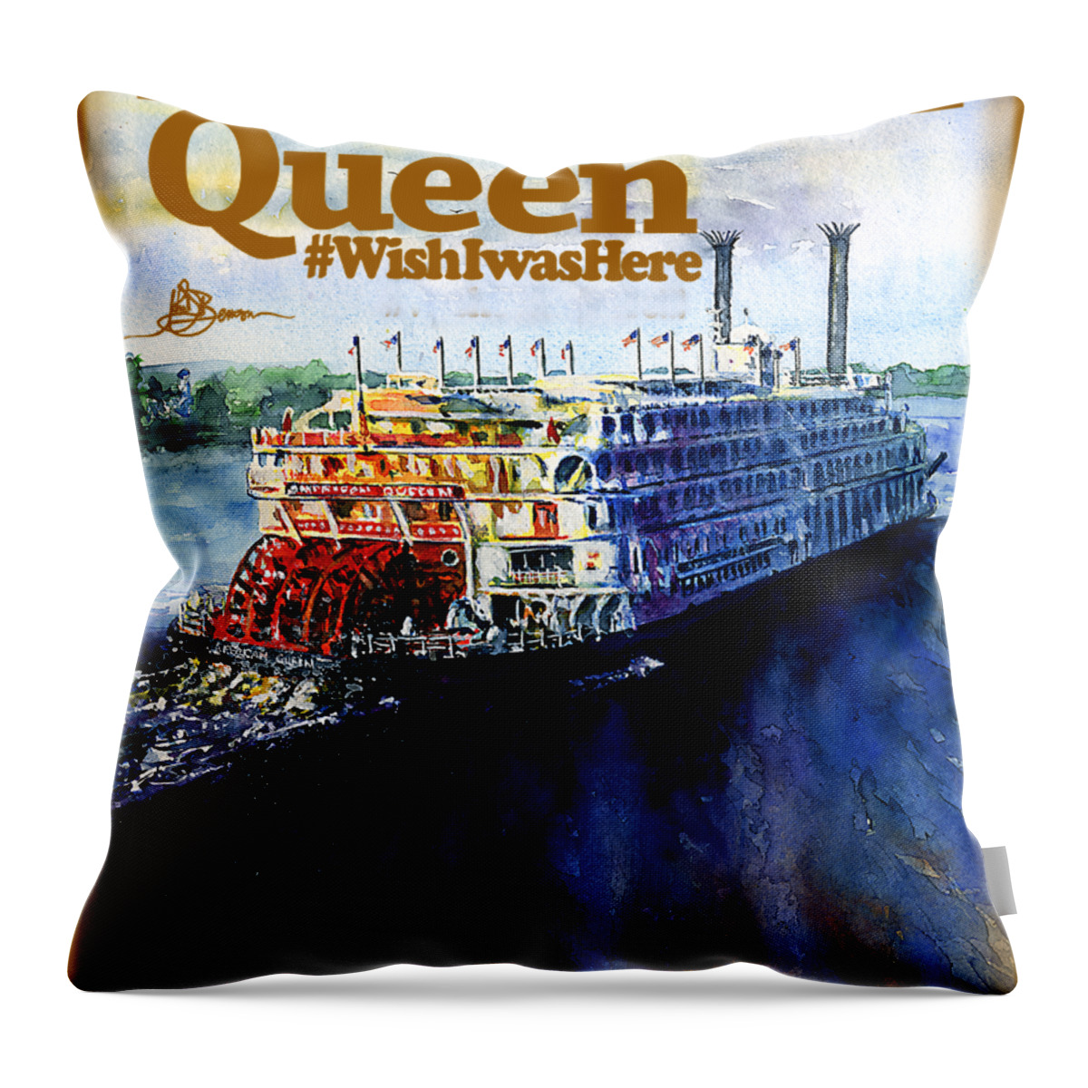 American Queen Throw Pillow featuring the painting American Queen Shirt by John D Benson