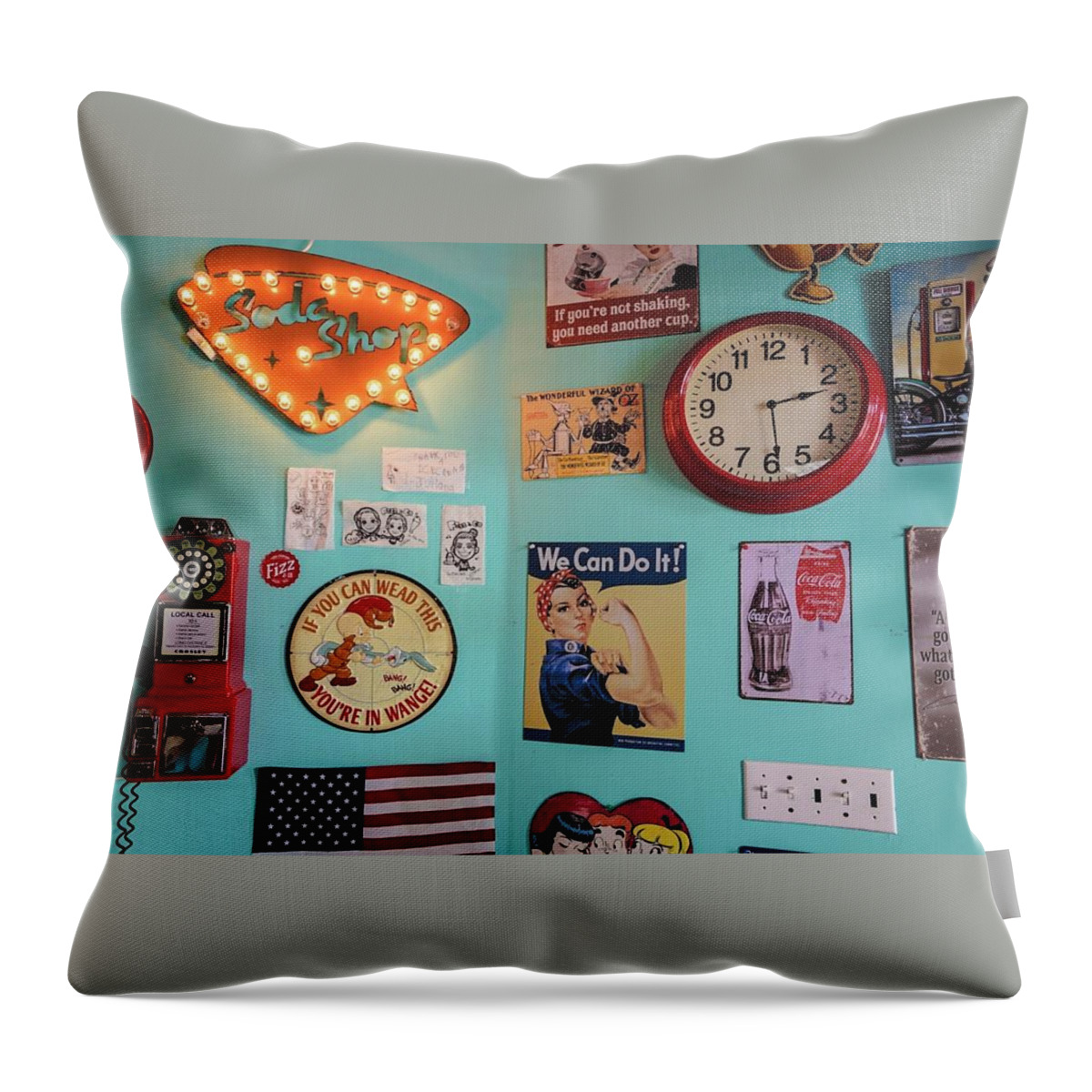 Usa Throw Pillow featuring the photograph American Retro by Street Fashion News