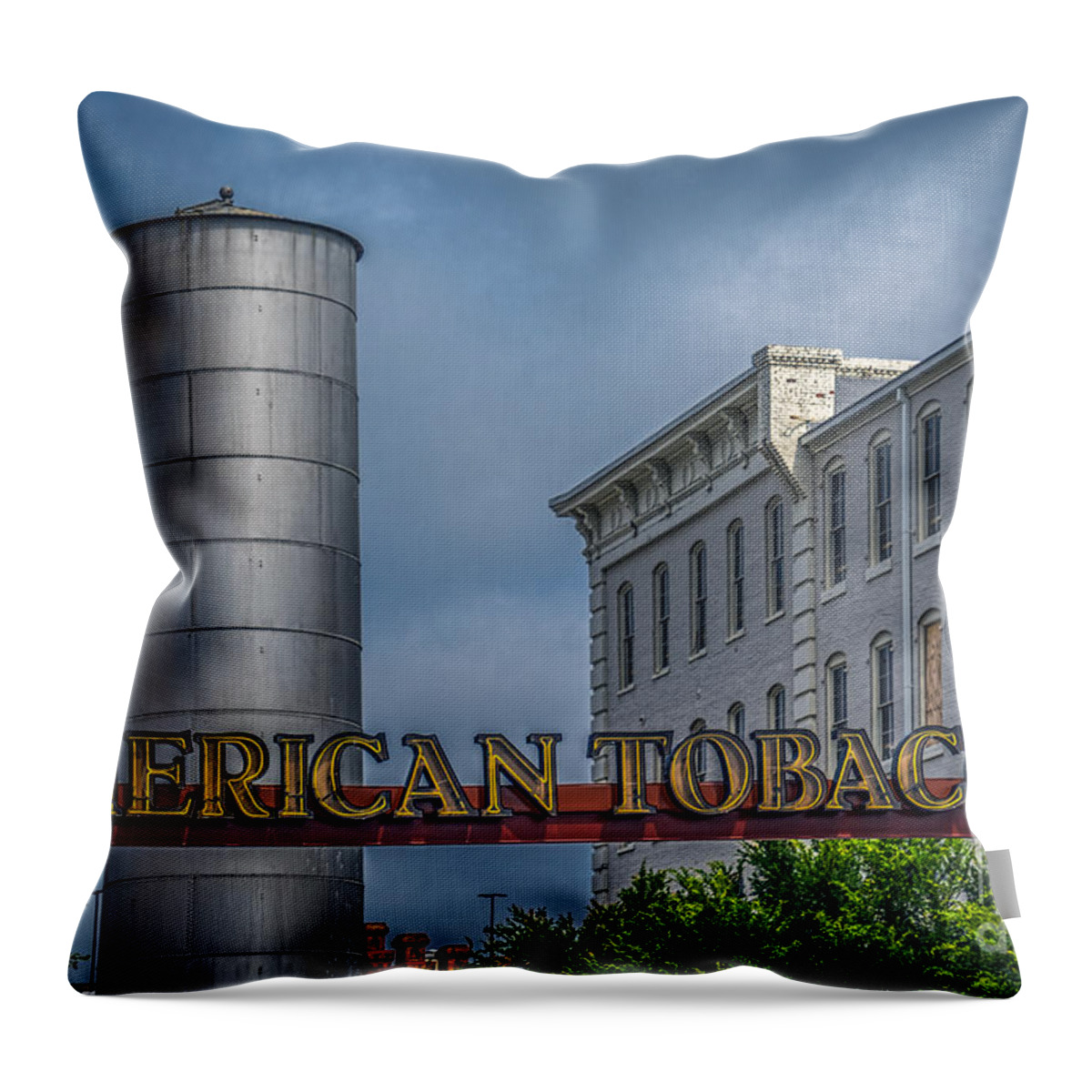 American Tobacco Campus Throw Pillow featuring the photograph American Tobacco Redevelopment by Izet Kapetanovic