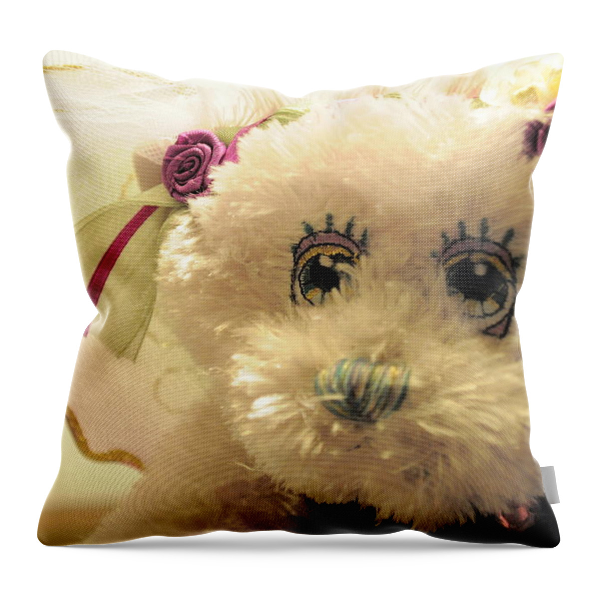 Amethyst Throw Pillow featuring the photograph Amethyst Fairy Bear by Bridgette Gomes