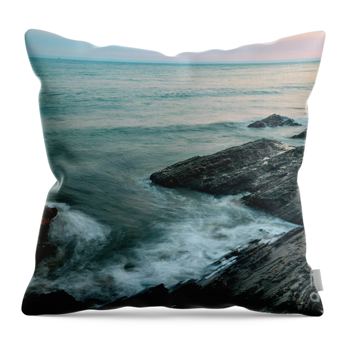 Sea Throw Pillow featuring the photograph Amongst the shale by Jeff Hubbard