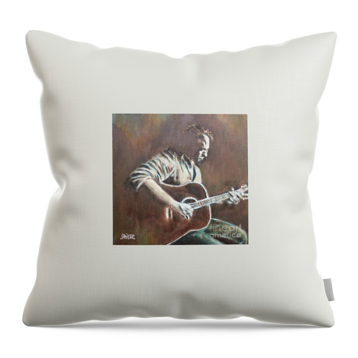 Amos Lee Throw Pillow featuring the painting Amos Lee by Kathy Stiber