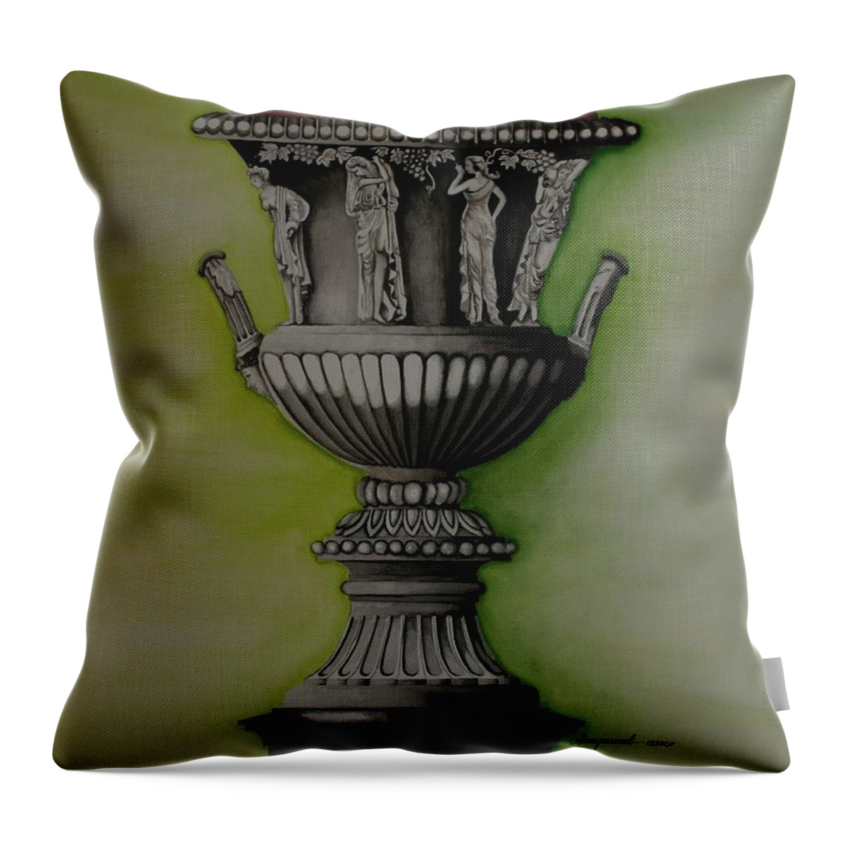 Amphora Throw Pillow featuring the painting Amphora by Olive Pascual