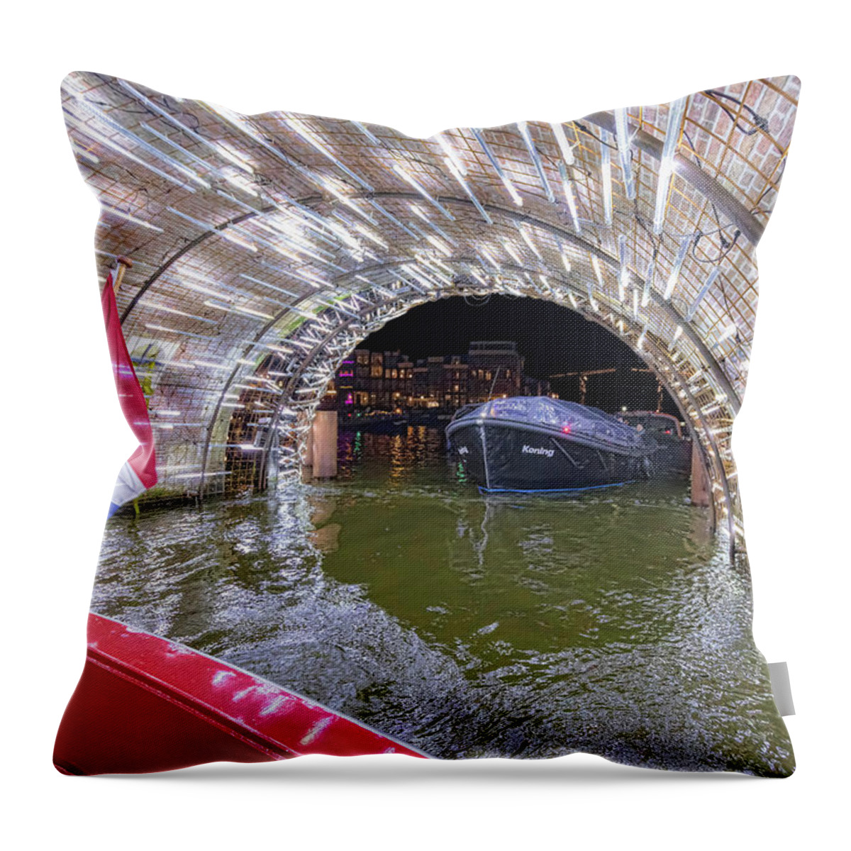 Brick Throw Pillow featuring the photograph Amsterdam Light Festival by Nadia Sanowar