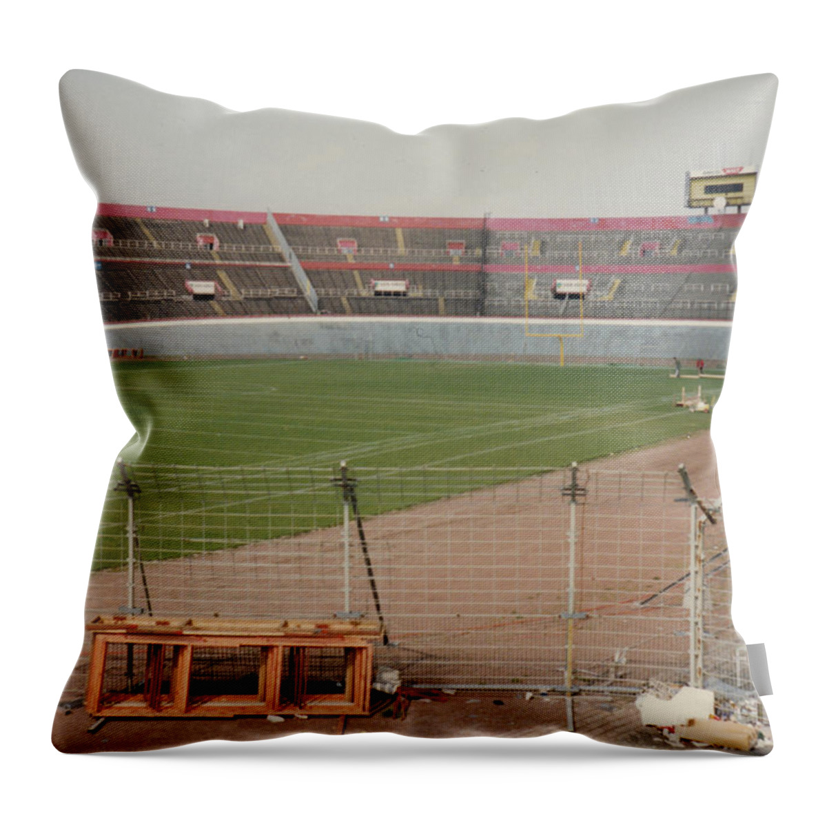 Ajax Throw Pillow featuring the photograph Amsterdam Olympic Stadium - South End Grandstand 1 - April 1996 by Legendary Football Grounds