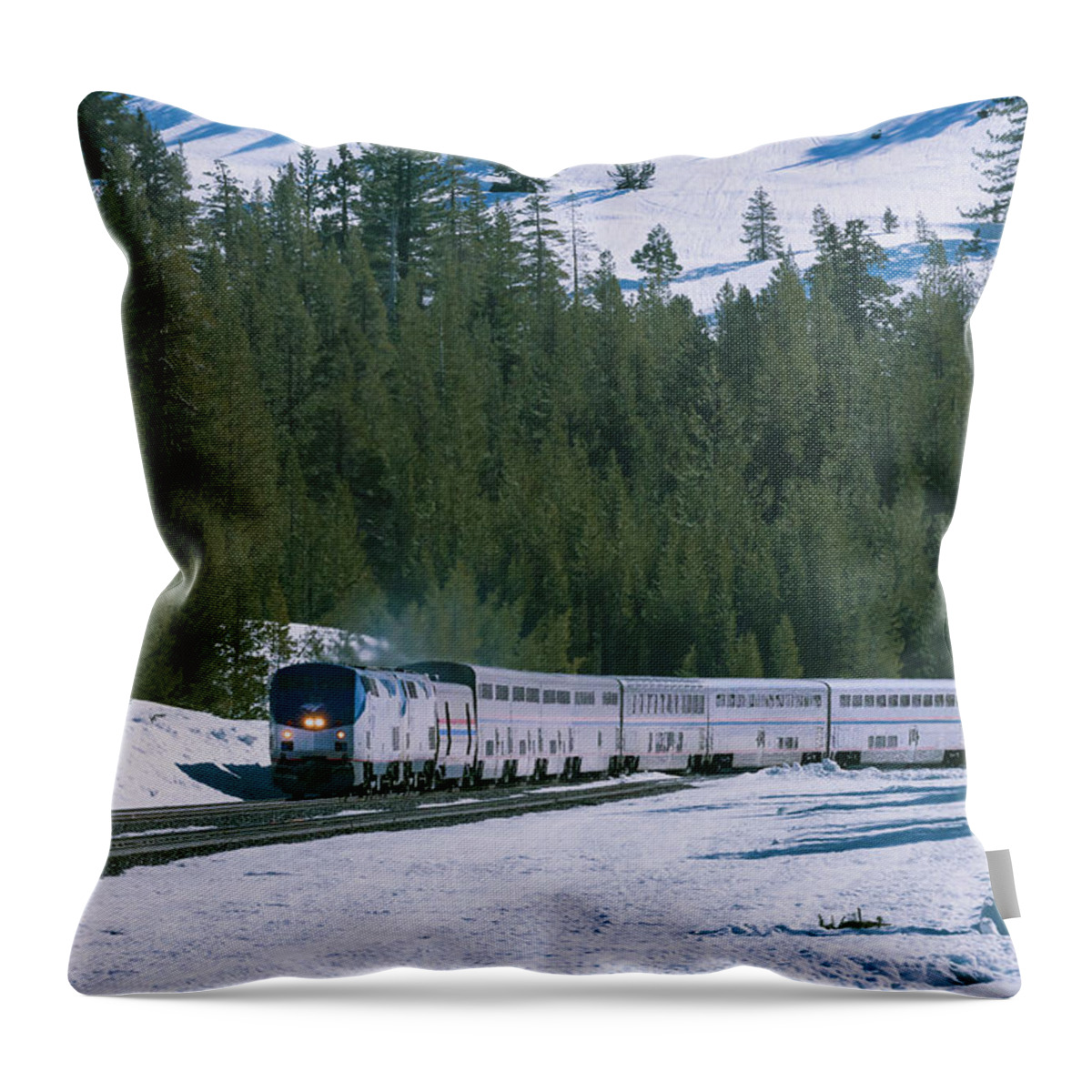 Amtrak 4112 Throw Pillow featuring the photograph Amtrak 112 1 by Jim Thompson
