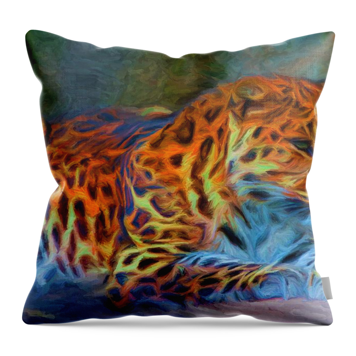 Amur Leopard Throw Pillow featuring the digital art Amur Leopard by Caito Junqueira